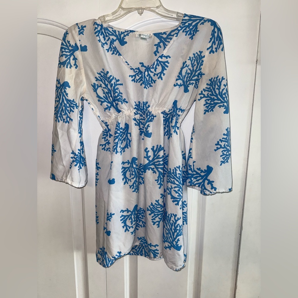 Escapada‎ Beach Women’s resort wear beach blue white coral cover up / tunic XS